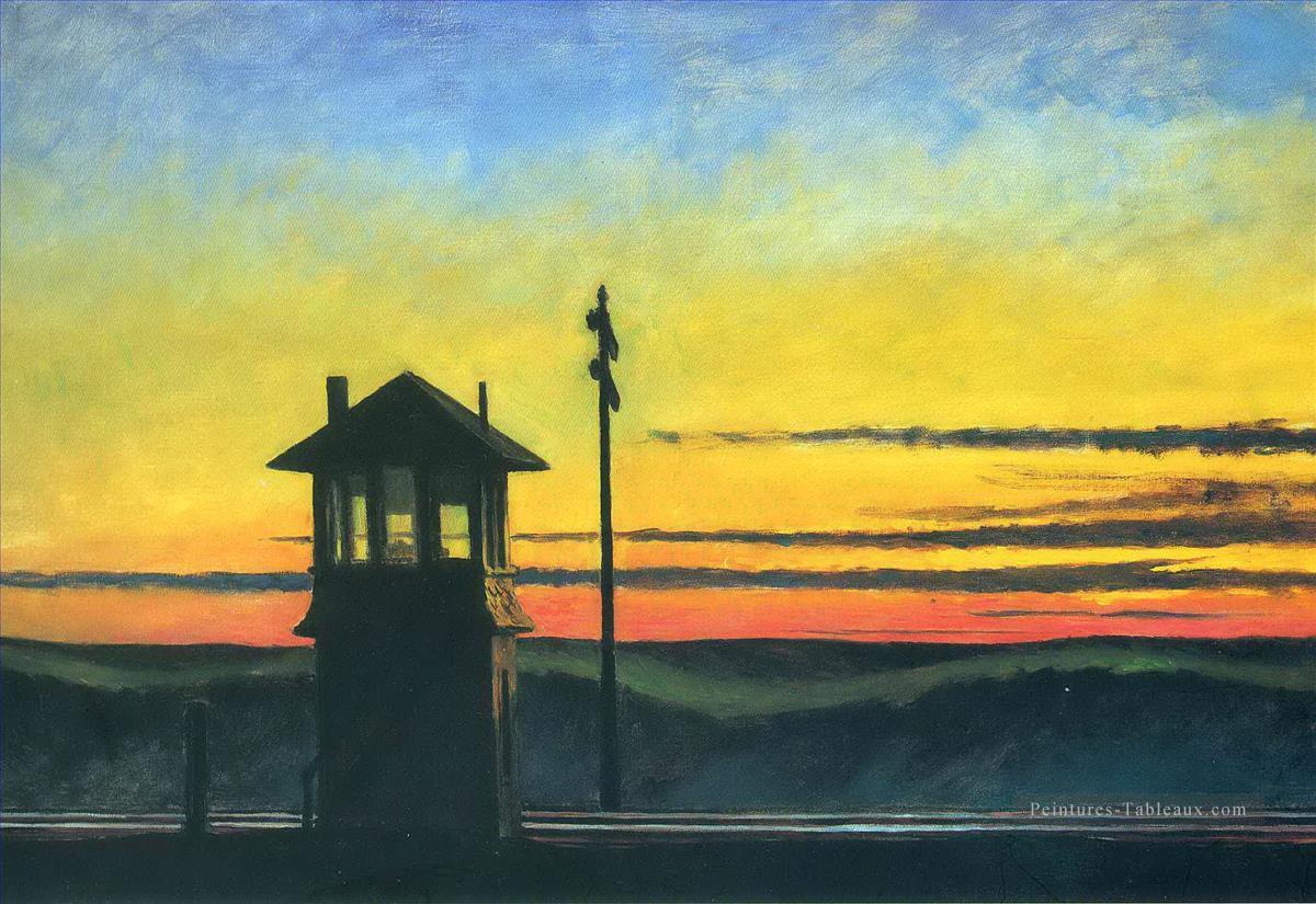 chemin de fer coucher de soleil Edward Hopper Peintures à l'huile